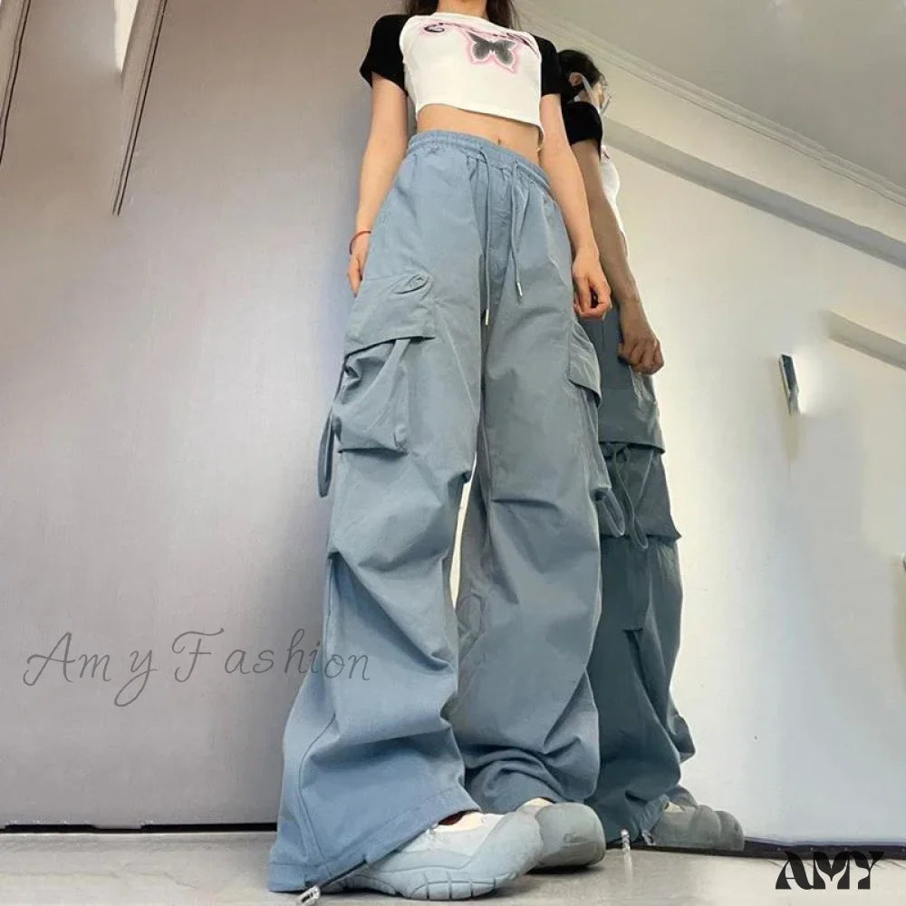 Women's Jodhpurs with U-Shaped CollarVintage Large Pocket High Waist Wide Loose Fashion New Drawstring Trouser