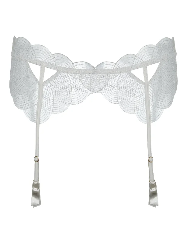 plus-size full-bust braMYLA Elliptical Suspender Belt - Ivory