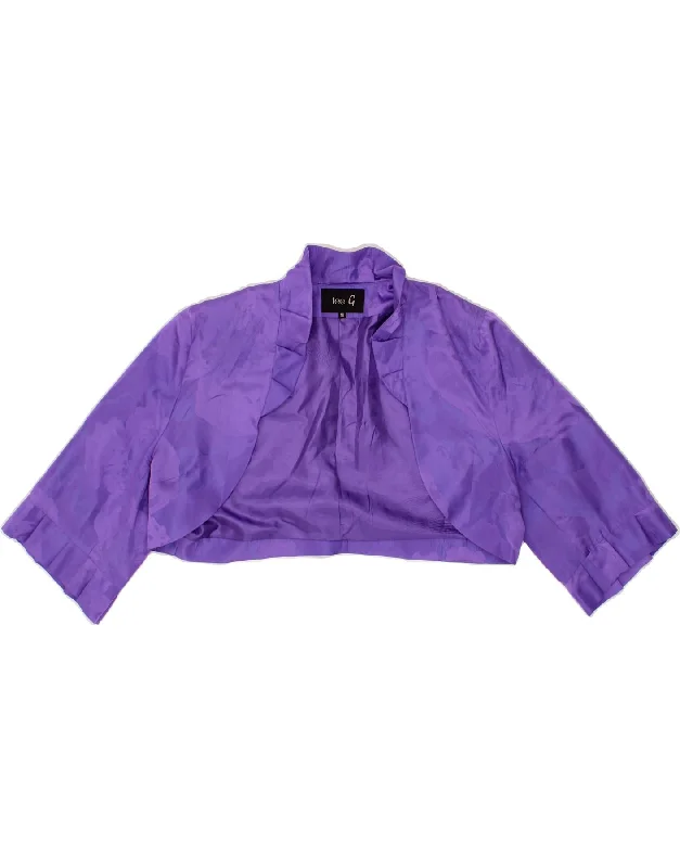 Women's Coats with Fur Trimmed CollarFEE G Womens Short Sleeve Bolero Jacket UK 16 Large  Purple Acrylic