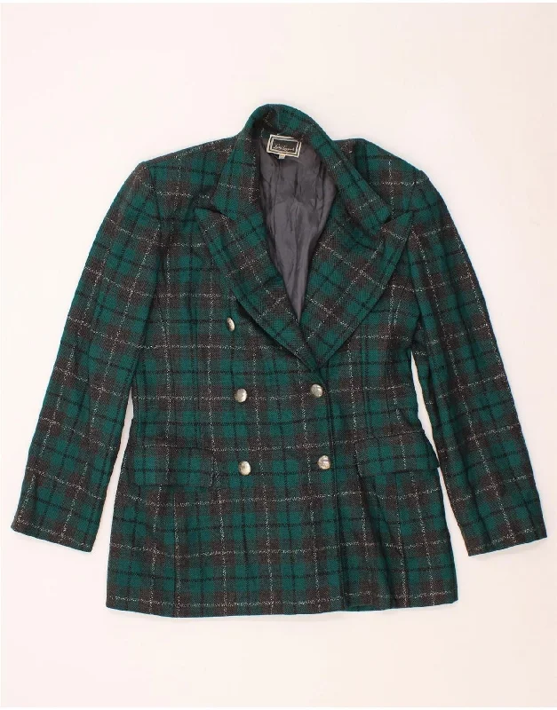 Women's PeacoatsLUISA SPAGNOLI Womens Blazer Jacket IT 46 Large Green Check