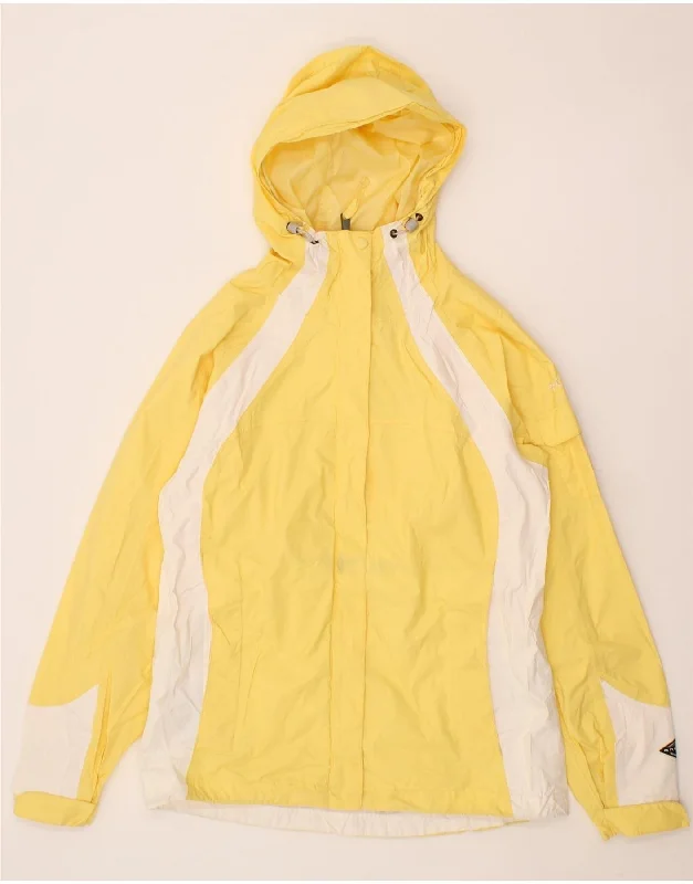 Women's Coats with SleevesCOLUMBIA Womens Hooded Rain Jacket UK 10 Small Yellow Colourblock