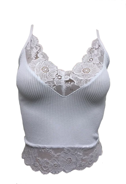 convertible bra with hook-and-eye closureFlower Lace Trimmed Ribbed Mid-Length Cami Bralette