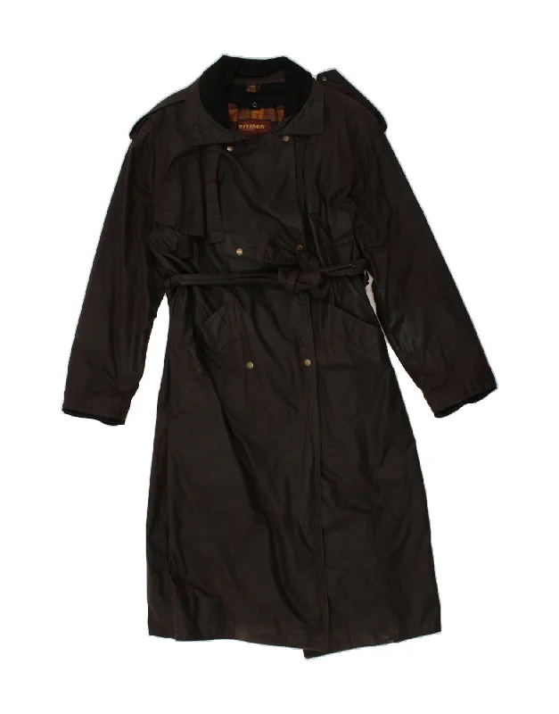 Women's Coats with BeltFERMOY Womens Double Breasted Waxed Overcoat UK 6 XS Brown Cotton