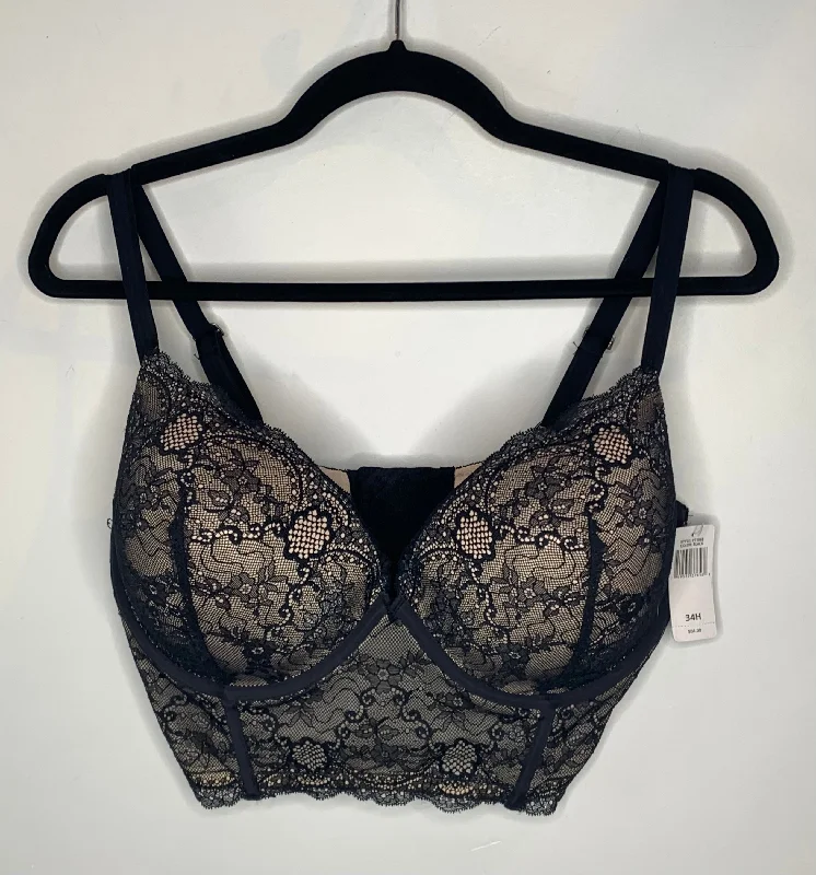 convertible bra with multiple wear optionsBlack and Beige Lace Longline Bra