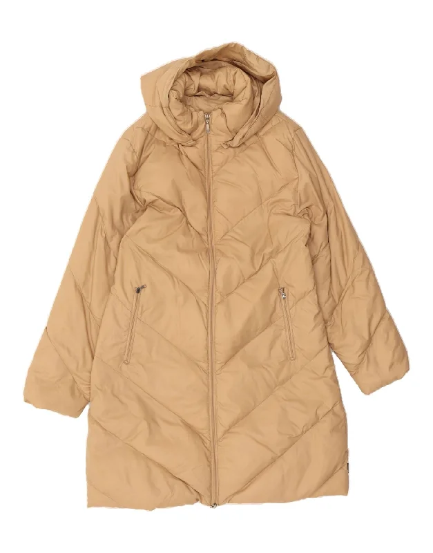 Women's Coats with Fur Trimmed ButtonsMONCLER Womens Hooded Padded Coat Size 2 Medium Beige