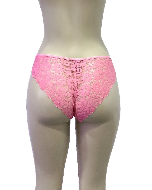 stretch lace high-leg panties for womenLeading Lacey Bikini- Pink