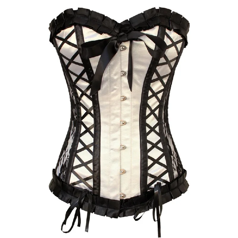 open-bust corset shapewear with lace appliquéSevilla Longline Overbust Corset