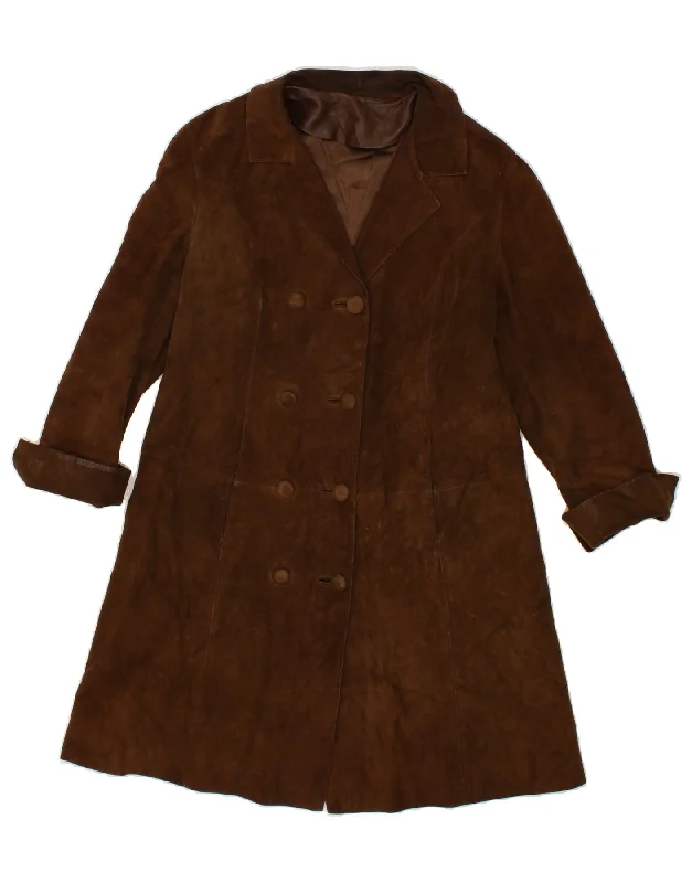 Women's Zip-Up CoatsRENNA Womens Suede Overcoat IT 44 Medium Brown Suede