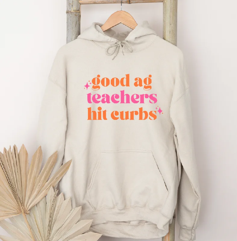 Women's Hooded Sweatshirts with Plush LiningGood Ag Teachers Hit Curbs Pink/ Orange Hoodie (S-3XL) Unisex - Multiple Colors!