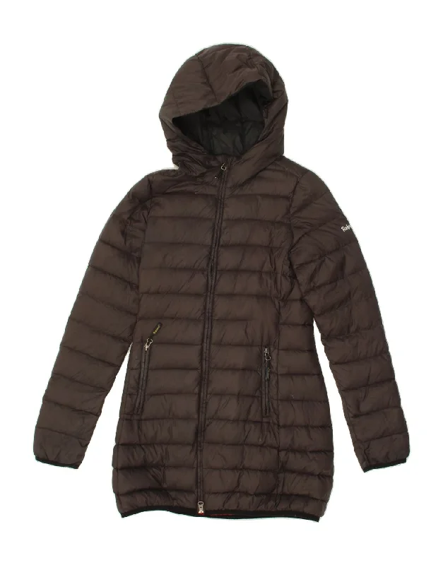 Women's Coats with PocketsREFRIGUE Womens Hooded Padded Coat UK 10 Small Brown