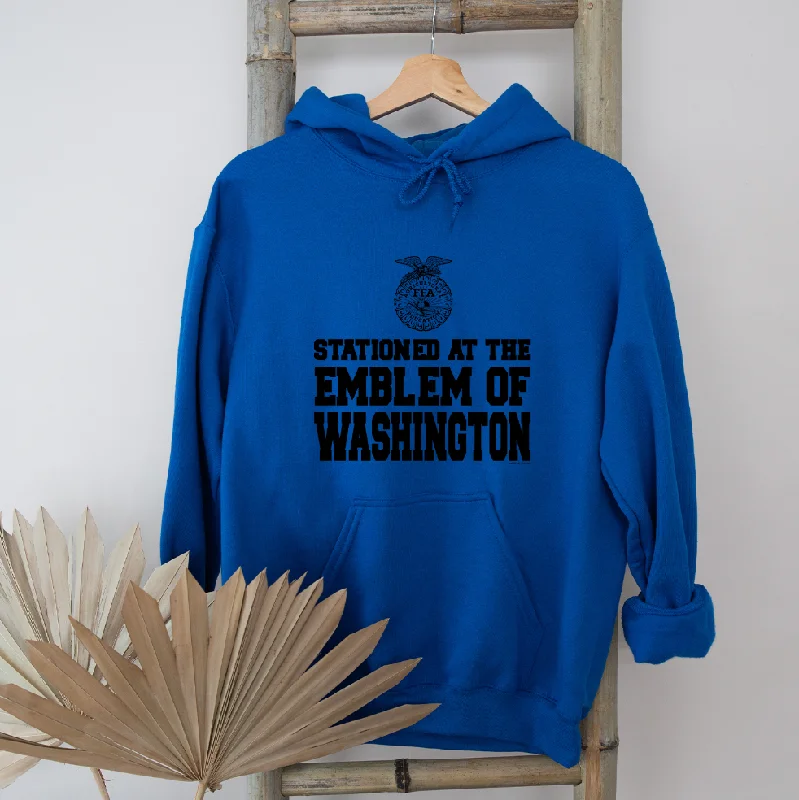 Women's Hooded Sweatshirts with Flared WaistStationed By The Emblem Of Washington Emblem Hoodie (S-3XL) Unisex - Multiple Colors!