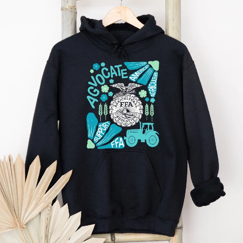 Women's Hooded Sweatshirts with Chenille LiningSupport FFA Florals Blue Hoodie (S-3XL) Unisex - Multiple Colors!