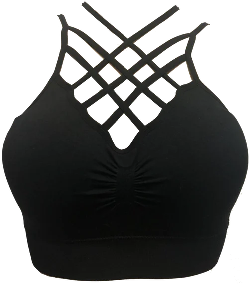 plus-size sports bra with mesh panelsMulti Strap X-Cross Padded Bralette