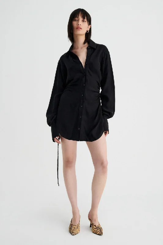 Women's V-Shaped-Neck DressesHalley Mini Shirt Dress - Black