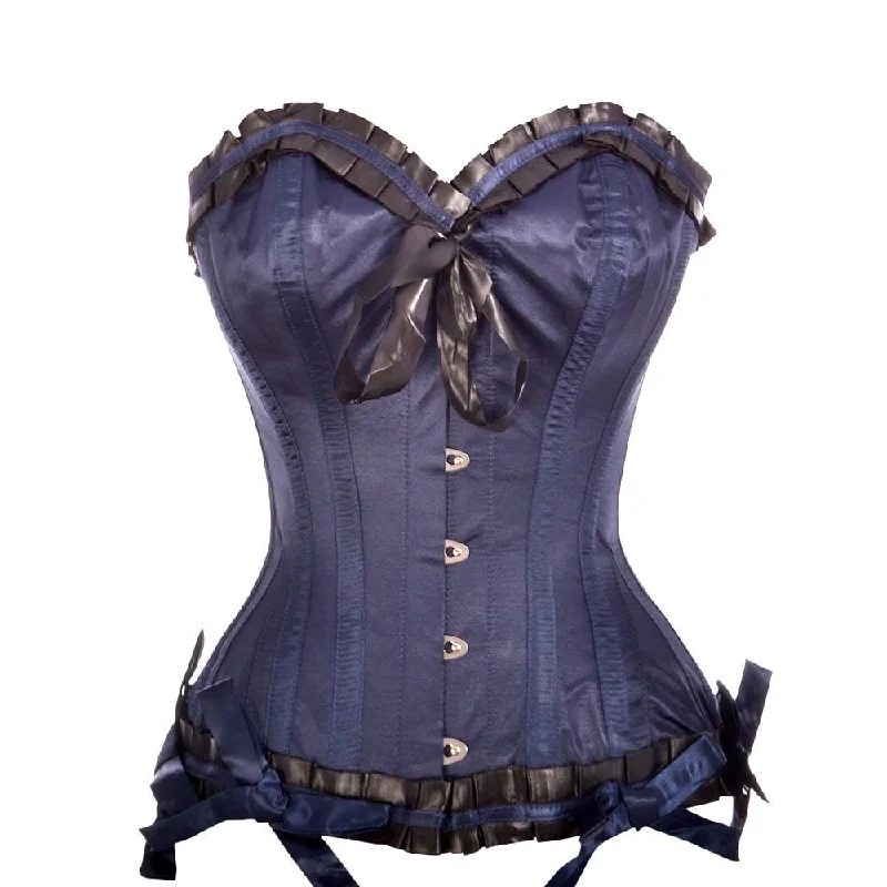 seamless body brief for smoothing under tight-fitting clothesRae Burlesque Blue Overbust Corset