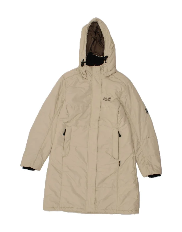 Women's Coats with Fur TrimJACK WOLFSKIN Womens Hooded Padded Coat UK 12/14 Medium Off White