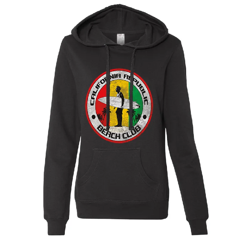 Women's Hooded Sweatshirts with Low WaistCalifornia Republic Beach Club Ladies Lightweight Fitted Hoodie