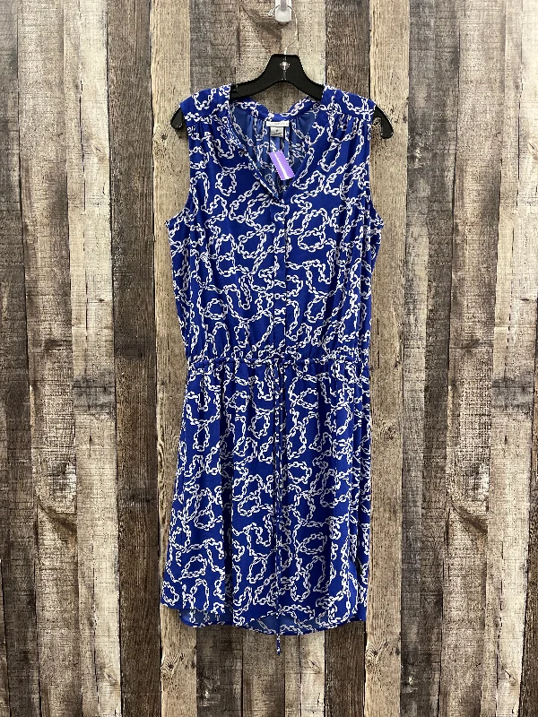 Women's Wide Collar DressesBlue Dress Casual Short Liz And Co, Size Xl