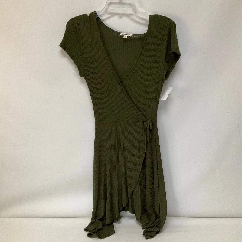 Women's Notched Collar DressesGreen Dress Casual Short Rolla Coster, Size S