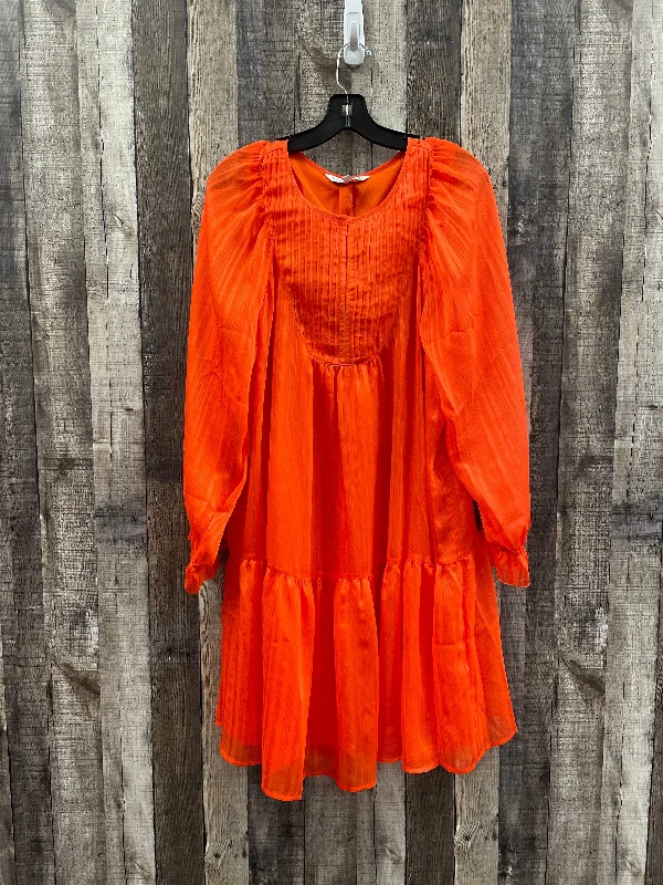 Women's Rounded Collar DressesOrange Dress Casual Short Elizabeth And James, Size L