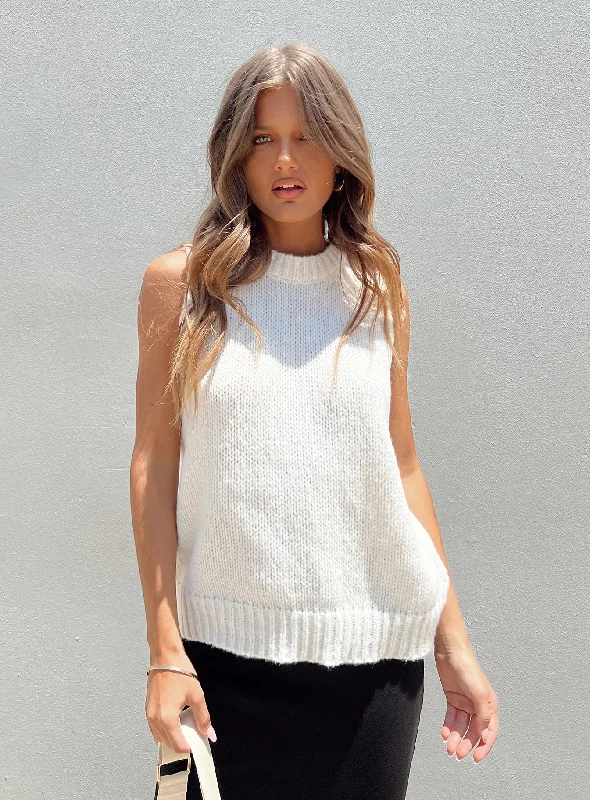 Women's Blouse for Special OccasionsGoodburn Knit Vest Cream