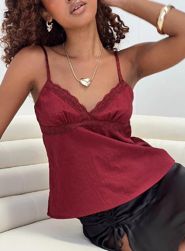 Women's Blouse with Notched CollarLunya Top Burgundy