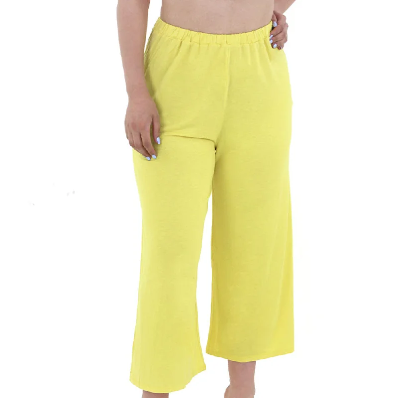 women's pajamas for those who love to indulgeWomen's Wide Leg Crop Sleepwear Pant,Yellow