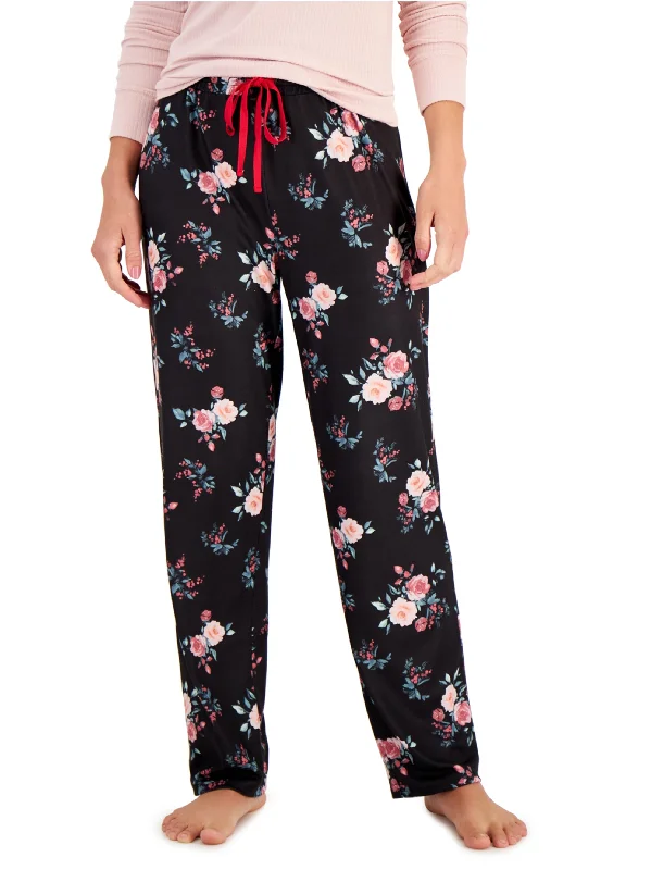 women's pajamas with an elasticized cuffsWomen's Floral Printed Sleepwear Pants,Black