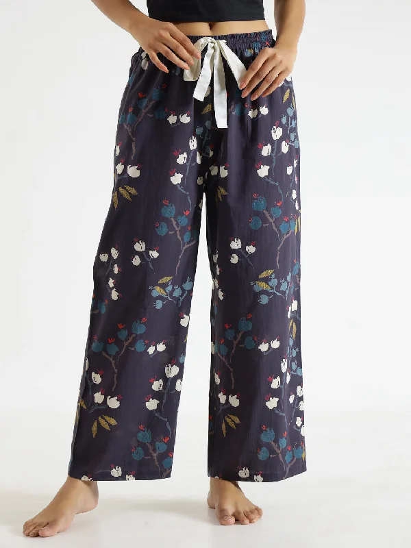 plus-size women's pajama pantsIndigo  Printed Pure Cotton Lounge Pants