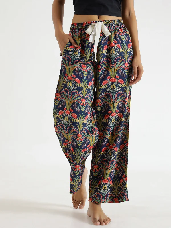 women's pajamas with a relaxed, casual vibeIndigo  Printed Pure Cotton Lounge Pants