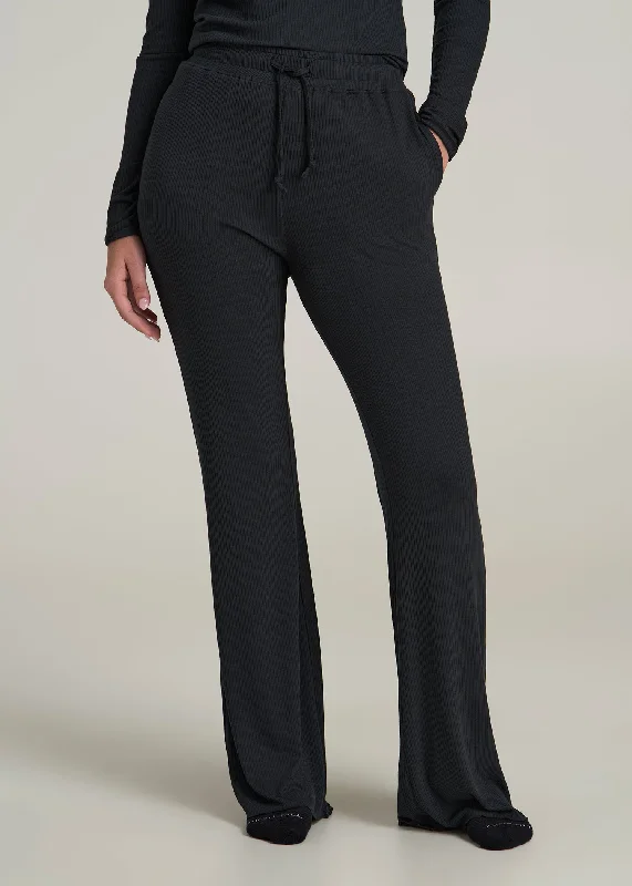 women's pajamas for a good night's sleepRibbed Flare Pants for Tall Women in Black