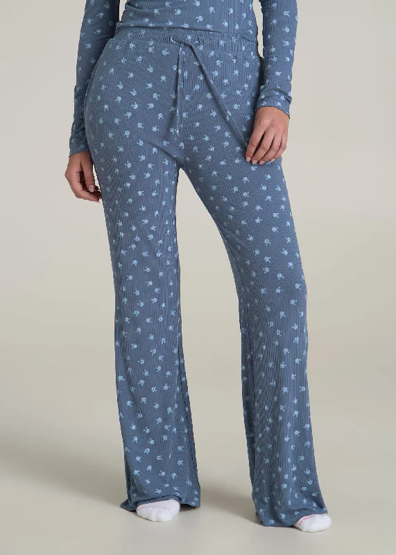 women's pajamas for cozy bedtime routinesRibbed Flare Pants for Tall Women in Vintage Indigo Floral