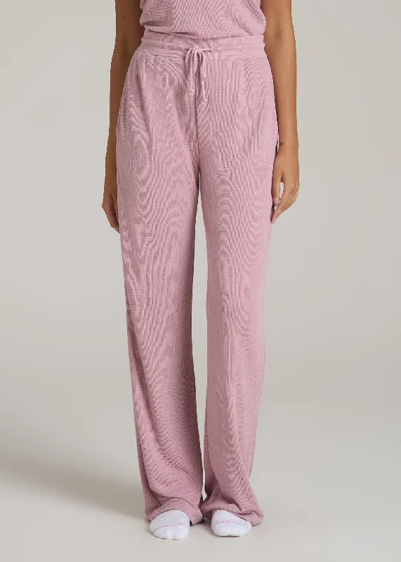 women's pajamas with adjustable strapsOpen-Bottom Waffle Lounge Pants for Tall Women in Pink Peony