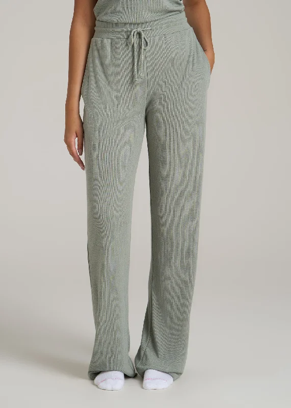 women's pajamas for campingOpen-Bottom Waffle Lounge Pants for Tall Women in Seagrass