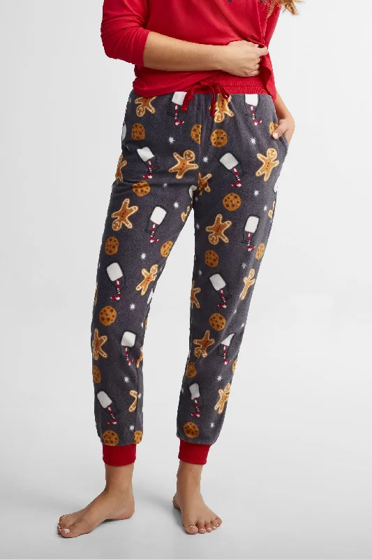 women's pajamas with an elasticized cuffsPantalon pyjama imprimé micropolar - Femme