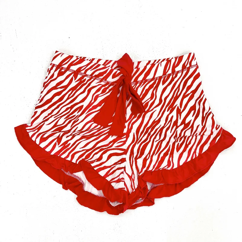 women's pajama sets with matching robesRed Zebra Ruffle Shorts