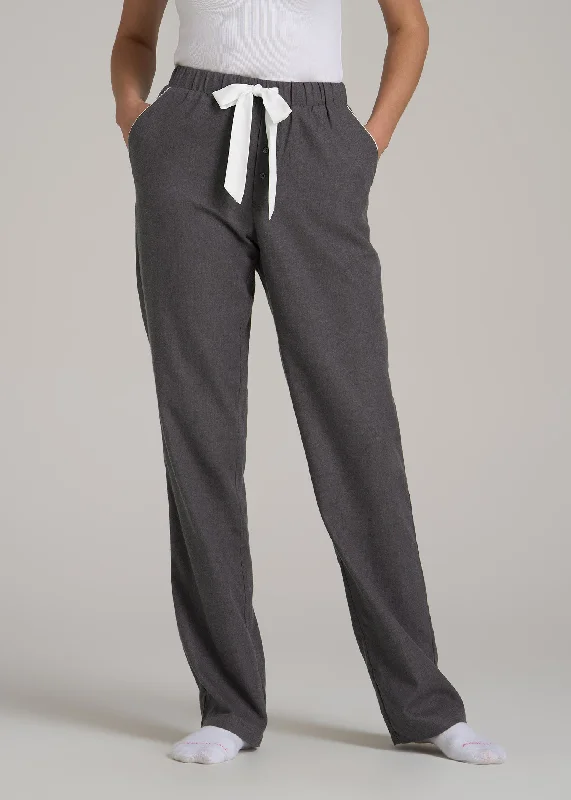 women's pajamas with hidden pocketsOpen-Bottom Flannel Women's Tall Pajama Pants in Charcoal Flannel