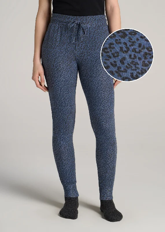 women's pajamas with a sophisticated eleganceCozy Lounge Joggers for Tall Women in Navy Leopard