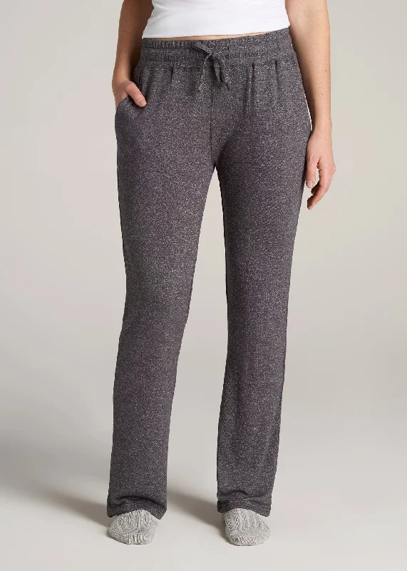 ladies' silk pajama topsOpen-Bottom Cozy PJ Lounge Pants for Tall Women in Charcoal Mix