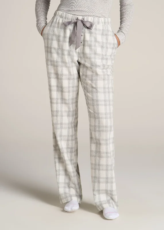 women's striped pajama setsOpen-Bottom Flannel Women's Tall Pajama Pants in Heather Grey and White Plaid