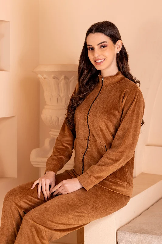 women's button-down pajama shirtsChocolate brown winter track suit