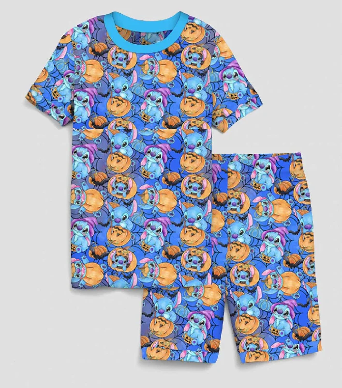 women's pajamas for those who seek cozy, all-night comfortCreepy Cute Stitch or Treat - Bamboo Short Sleeve Short Lounge Set