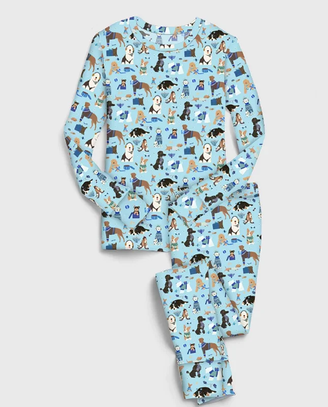 women's pajamas with a playful printMerry & Bright Hanukkah Hounds - Bamboo Long Sleeve Lounge Set