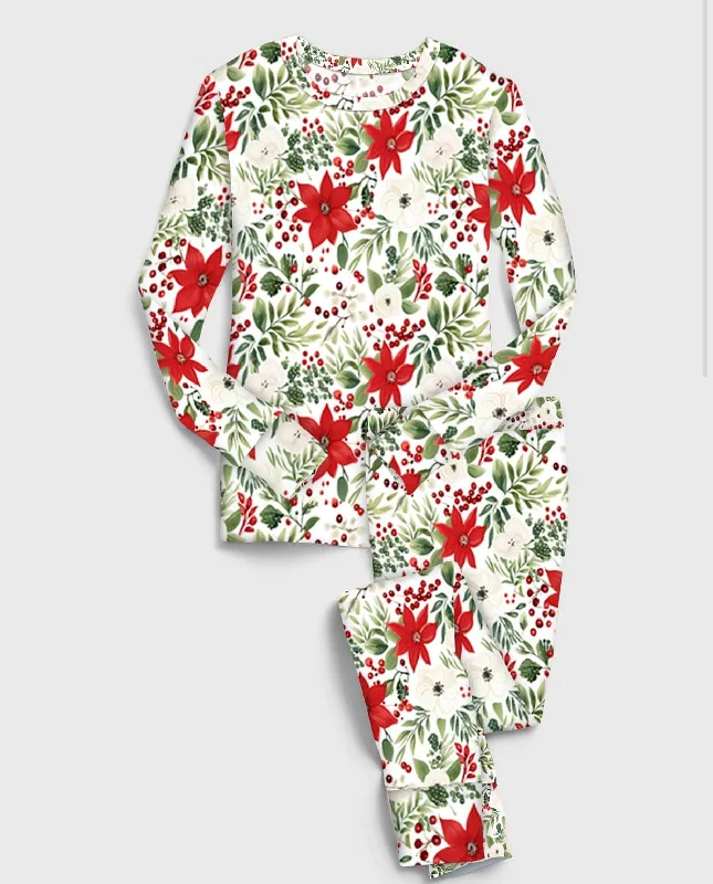 women's pajamas with a timeless appealMerry & Bright Pretty Poinsettia - Bamboo Long Sleeve Lounge Set