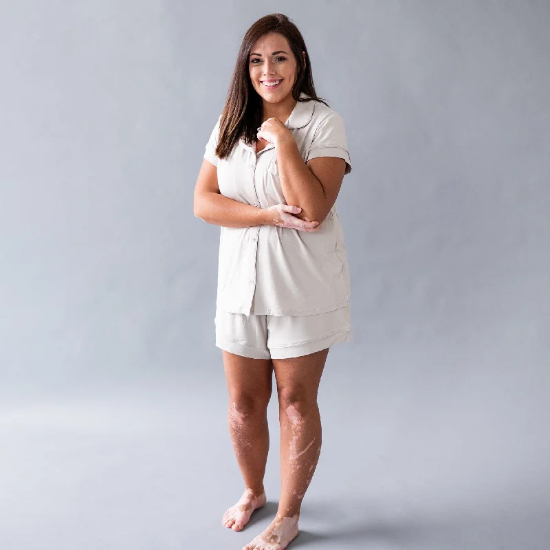 women's pajamas for a cozy night inWomen’s Short Sleeve Pajama Set in Oat