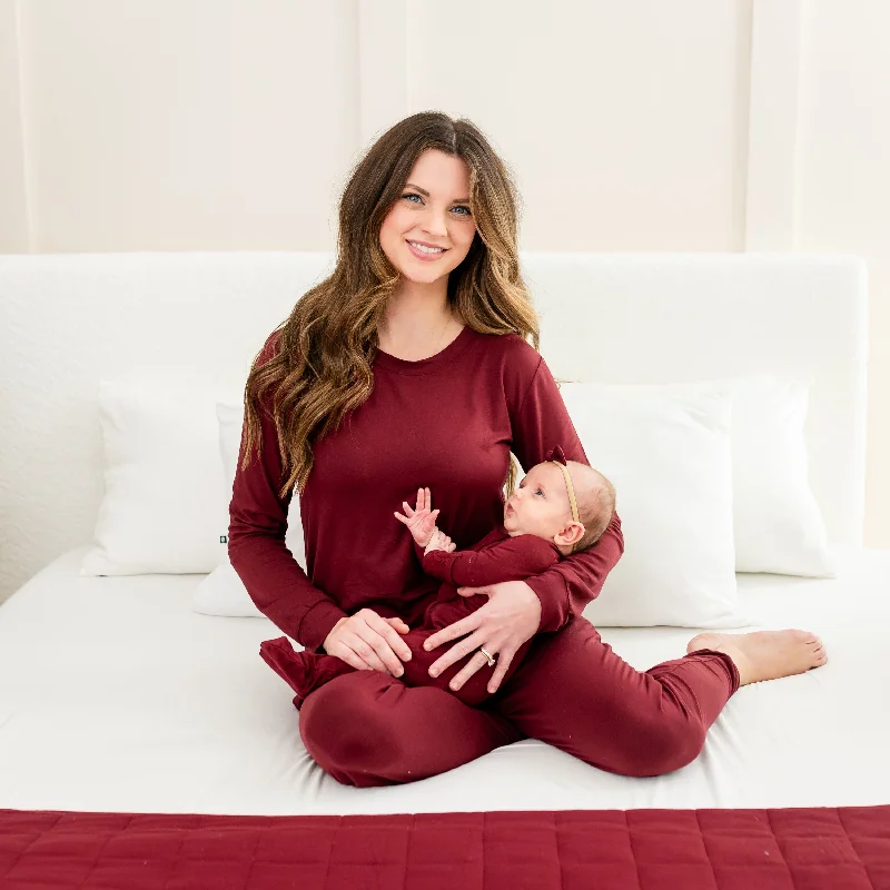 women's pajamas with lace trimWomen's Jogger Pajama Set in Burgundy