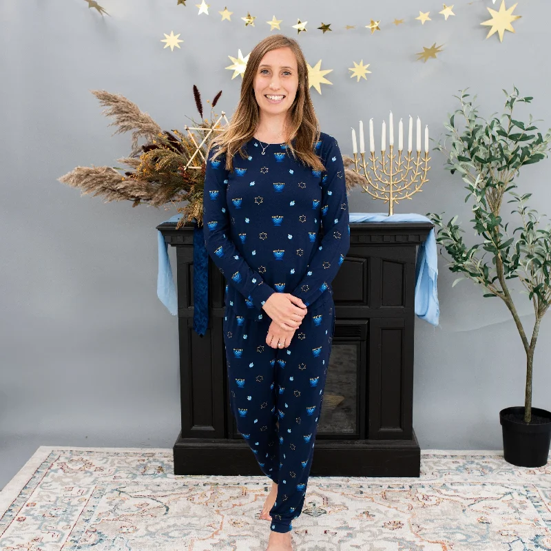 women's pajamas with a touch of eleganceWomen's Jogger Pajama Set in Hanukkah