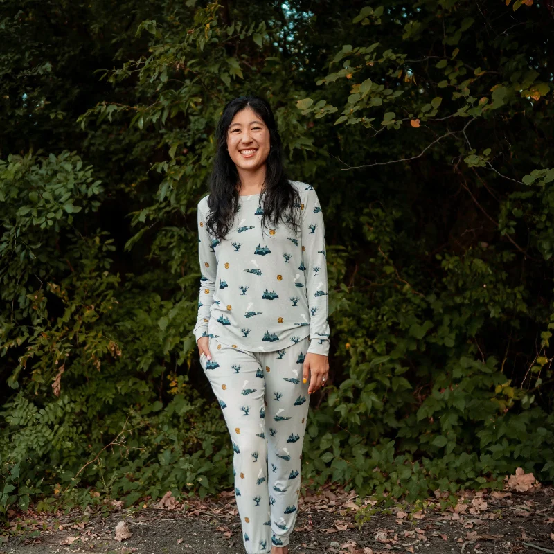 women's pajamas featuring floral embroideryWomen's Jogger Pajama Set in Journey