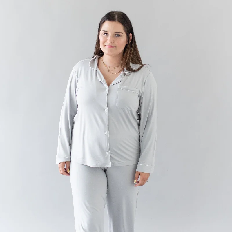 women's pajamas with a relaxed, casual vibeWomen's Long Sleeve Pajama Set in Storm with Cloud Trim